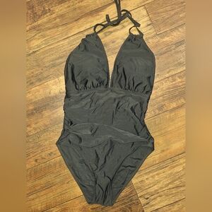 Elegant Black Halter One-Piece Swimsuit